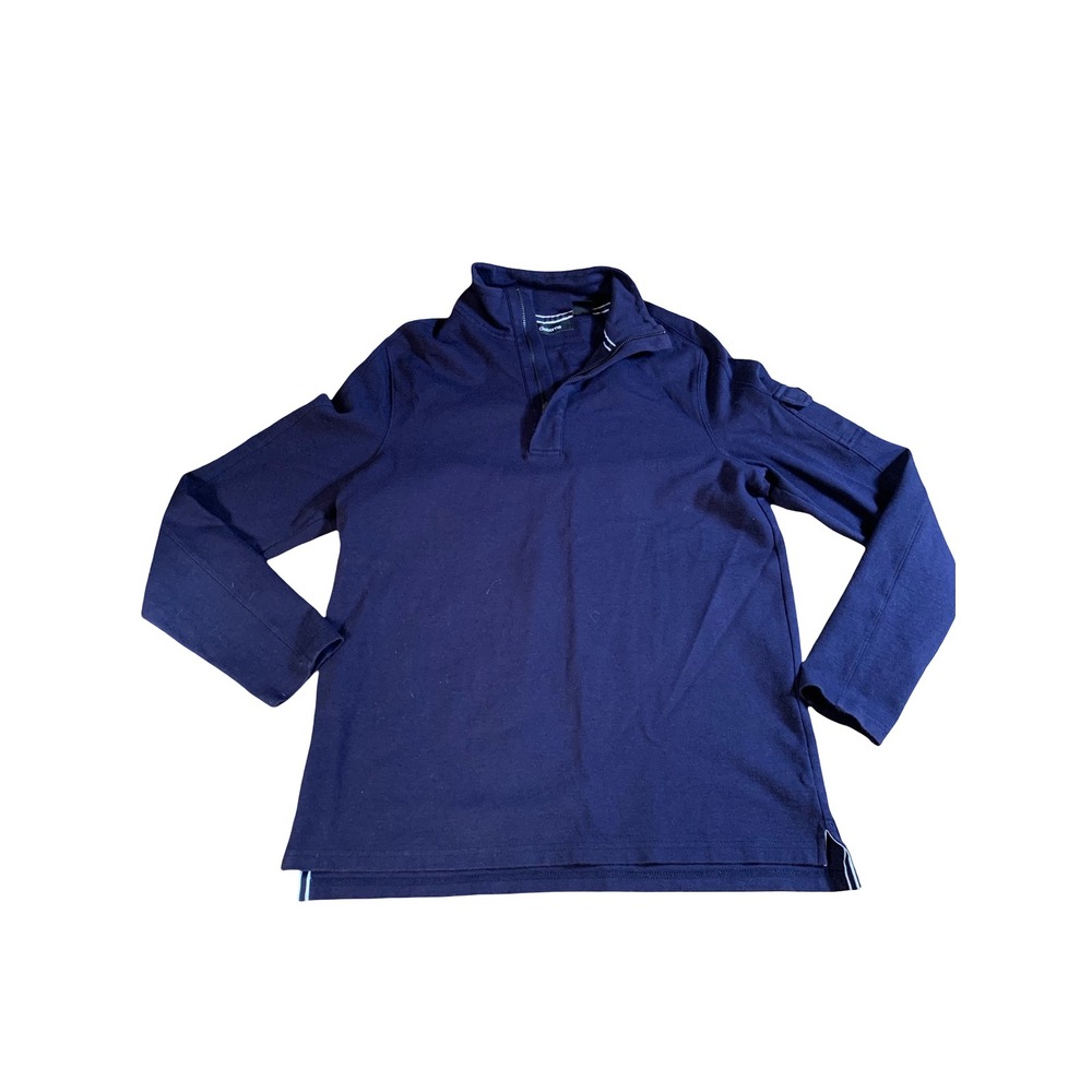 Claiborne Mens Navy Blue Quarter Zip Pullover Sweater Small Cotton Blend Mock